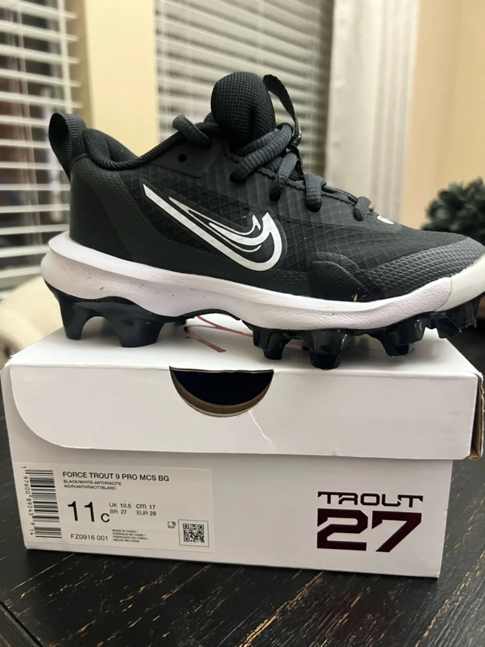 Nike Force Trout 9 Pro MCS BG Boys Sz 11 Baseball Cleats Black/White - Picture 5 of 15